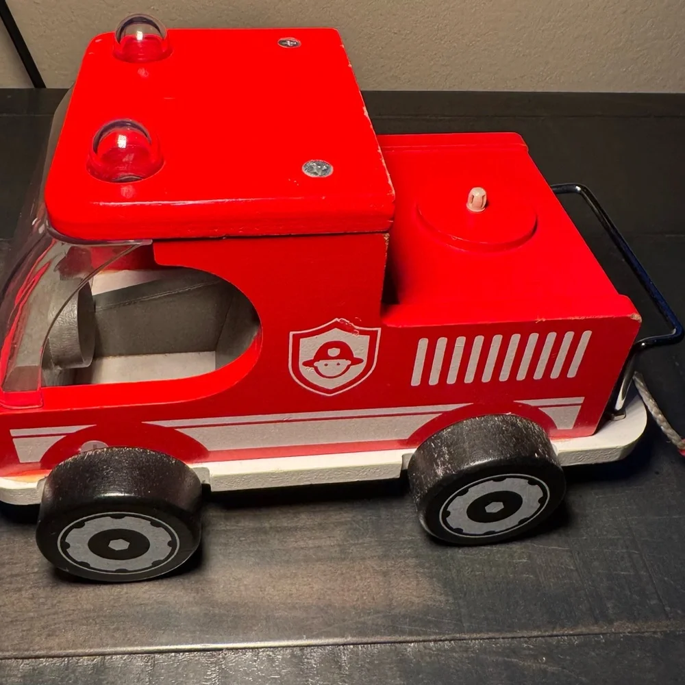 Pottery Barn Kids Red wooden Fire Truck Toy